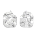 Abstrakte geometrische Wirbelanhänger aus 304 Edelstahl mit gehämmerter Metallstruktur - Silber