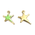 304 roestvrijstalen sterhanger met groen email en goudkleurige afwerking voor DIY - Ster Stijl (TP1113-02-green)