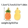 DIY pineapple charm in 304 stainless steel with colorful enamel finish and gold back - Pineapple Style (TP1336-02)