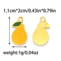 Golden pear enamel pendant charm for DIY jewelry making with yellow finish and green leaf - Pear Style (TP1341-02)