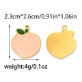 Pink enamel peach charm pendant in 304 stainless steel for DIY jewelry making - Peach Style (TP1344-02)