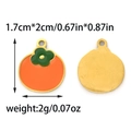 304 stainless steel orange persimmon enamel pendant with front and back view details - Persimmon Style (TP1350-02)