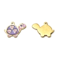 304 stainless steel turtle pendant with purple pink enamel and gold-plated finish - Purple Turtle