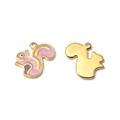 Golden squirrel pendant with pink enamel and glitter details for DIY jewelry making - Pink Squirrel