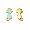 Kattenhanger van 304 roestvrij staal met blauw emaille voor DIY sieraden maken - Blauwe Kat