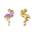 Gouden flamingo hanger met paars emaille en ophanglus voor DIY sieraden maken accessoires - Paars Flamingo