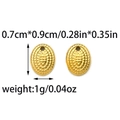 Macro view of 0.7x0.9cm gold oval stainless steel stud earrings with dot texture - Oval Style (TP1171-02)