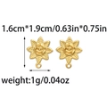 Detailed view of sun-shaped gold earring with rose carving and size parameters - Sun Flower Style (TP1169-02)