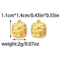 Detail of 304 stainless steel square hammer texture earrings with measurement in gold - Square Hammered Style (TP1167-02)