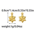 Macro view of gold stainless steel star pendants with dimensions and weight info - Hexagon Star Style (TP1165-02)