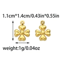 Detail view of gold clover pendants with measurements of 1.1cm by 1.4cm for DIY jewelry - Four Leaf Clover Style (TP1164-02)