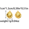 Macro view of 304 stainless steel gold flower earring charm with size and weight specs - Flower Style (TP1163-02)