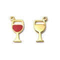 304 stainless steel red wine glass charm pendant in gold finish and red enamel for DIY jewelry - Red Wine Glass Style (TP1109-02-red)