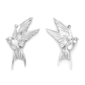 Minimalist 304 stainless steel dove bird pendants with detailed feather texture - Silver Style (TP1233-01)