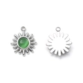 Pendentif soleil en acier 304 avec pierre œil de chat verte pour bijoux DIY - Style Rayon de Soleil Base Argent Pierre Verte (TP1199-01-green)