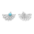 Scalloped 304 stainless steel fan pendant featuring a turquoise inlay and silver petal design - Silver/Blue Turquoise (TP1203-01-blue)