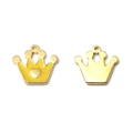 Handgemaakte kroon hanger met geel emaille en gouden hart voor doe-het-zelf sieraden - Geel Hart Kroon (TP1115-02-yellow)