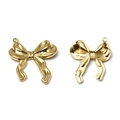 Polished golden 304 stainless steel bow pendant charms with rings for jewelry DIY - Gold (TP1220-02)