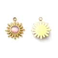 Pendentif soleil en acier doré avec pierre œil de chat rose et finitions soignées - Style Rayon de Soleil Base Or Pierre Rose (TP1199-02-pink)