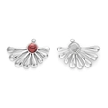 304 stainless steel fan-shaped leaf pendant with red turquoise inlay and radial texture - Silver/Red Turquoise (TP1203-01-red)