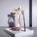Elegant rose gold high heel brooch with purple rhinestones and crystal bow detail - Purple (WBR340)