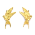 Golden peace dove pendants in 304 stainless steel with detailed feather engraving - Gold Style (TP1233-02)