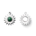 Anhänger aus 304 Edelstahl in Sonnenform mit grünem Malachit und leerer Basisvariante - Sonnenform Silberfarbe Malachit-Muster Stil (TP1200-01-green)