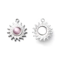 Sonnenanhänger aus Edelstahl in Silber mit Lavendel-Opalstein und leerer Basis - Sonnenform Silberfarbe Rosa Katzenauge Stil (TP1200-01-pink)