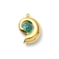 Golden nautilus shell pendant with green enamel inlay for DIY jewelry making - Conch Shape (TP1391-02-blue) / Blue