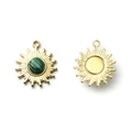 Sonnenanhänger aus Edelstahl in Gold mit grünem Malachit-Stein für DIY-Schmuckherstellung - Sonnenform Goldfarbe Malachit-Muster Stil (TP1200-02-green)