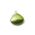 Glossy emerald green shell pendant in 304 stainless steel with golden hanging loop - Scallop Shape (TP1393-02-green)