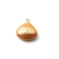 Golden seashell charm in 304 stainless steel with textured ridges for DIY jewelry - Scallop Shape (TP1393-02-orange)