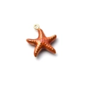 Orange starfish charm in stainless steel with colorful enamel finish for DIY jewelry - Starfish Shape (TP1396-02-red)