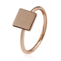 Bague carrée minimaliste en or rose avec finition métallique polie et anneau élégant - Style Carré (12081 Or)
