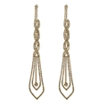 Elegant gold-tone long tassel bridal earrings with sparkling rhinestones for women - Gold Base White Rhinestone / White