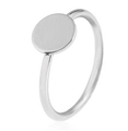 Minimalist silver ring featuring a polished round flat top and slim metallic band - Round Style (12082 Silver)