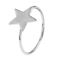 Minimalist silver pentagram star ring with sleek metallic finish and thin band - Star Style (12090 Silver)