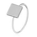 Bague carrée minimaliste en argent avec finition polie et anneau fin pour femme - Style Carré (12081 Argent)