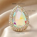Exaggerated golden ring with large AB crystal teardrop stone and iridescent rhinestones - One Size / AB White (KC Gold)