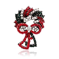 Detailed macro shot of Christmas wreath brooch with red green and white rhinestones - Antique Silver Colorful
