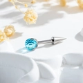 F136 titanium labret stud featuring a faceted blue zircon and silver cone back - Aqua
