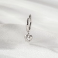 Orecchino con ciondolo a cuore in argento lucido con cristallo brillante in stile minimalista - Stile Cuore (A874-1)