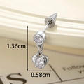 Silver heart pendant earring with zircon, 1.36cm height, dopamine star style - Stainless Steel External Spiral / Silver Heart