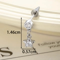 Star dangle ear stud with zircon inlay and silver finish, 1.46cm height dimensions - Stainless Steel External Spiral / Silver Star