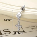 Silver-plated cross drop earring with white zircons, dimensions 1.64cm height - Stainless Steel External Spiral / Silver Full Zircon Cross