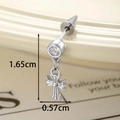 Silver cross drop stud earring with clear zircon and cone back in dopamine style - Stainless Steel External Spiral / Silver Lace Cross