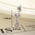 Delicate pink gemstone star and wing earring with silver-finish drop design - Stainless Steel External Spiral / Silver Teardrop