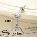 Pink gemstone fishbone drop earring in silver metal finish for a trendy aesthetic look - Stainless Steel External Spiral / Silver Fish Bone