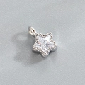 Pendentif étoile en argent avec bordure perlée et zircon central pour bijoux artisanaux - Étoile Claire Perlée (Accessoire 038-5#)