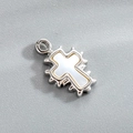 Pendentif croix épines argenté avec émail blanc pour création de bijoux DIY - Croix en Nacre (Accessoire 038-10#)